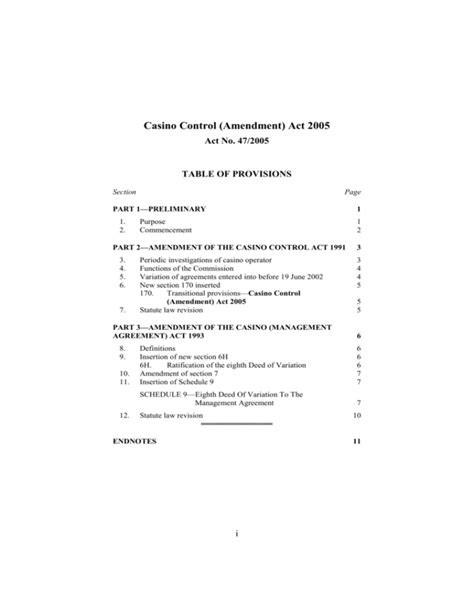 Casino Control Amendment Act 2018 No 8 .